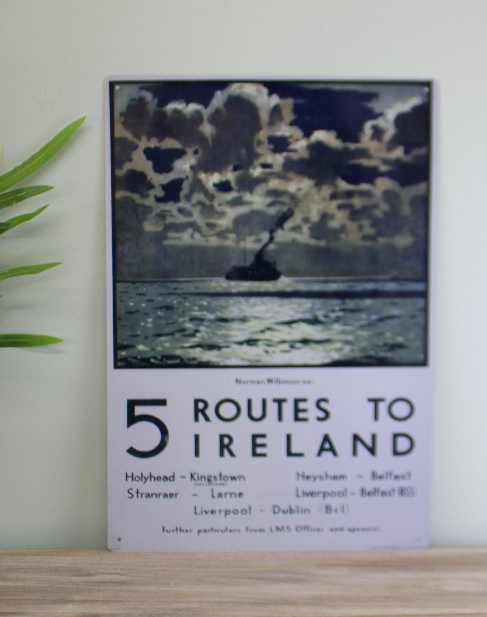 View Vintage Metal Sign Retro Art 5 Routes To Ireland Ferry Poster information