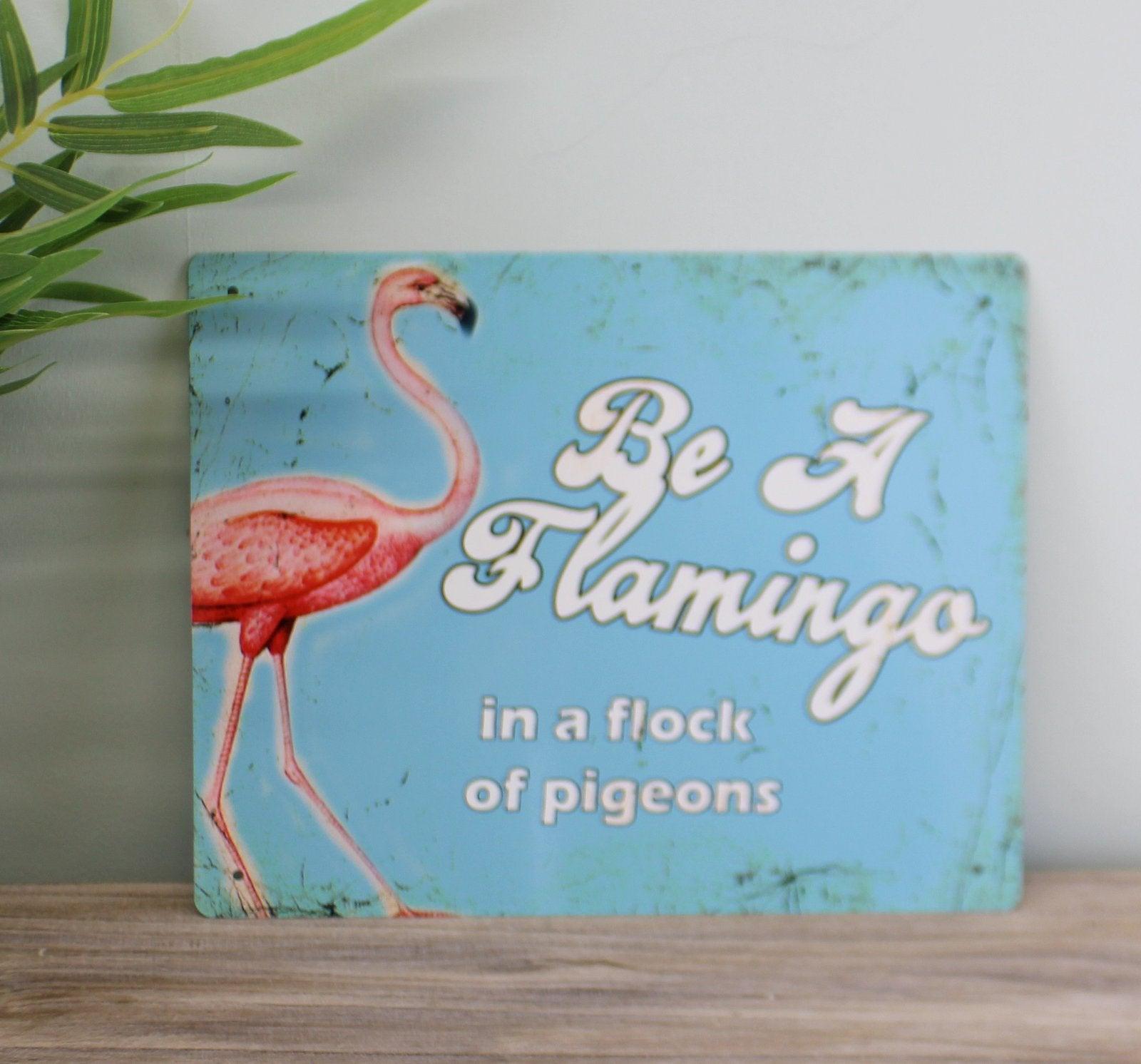 View Vintage Metal Sign Retro Art Be A Flamingo information