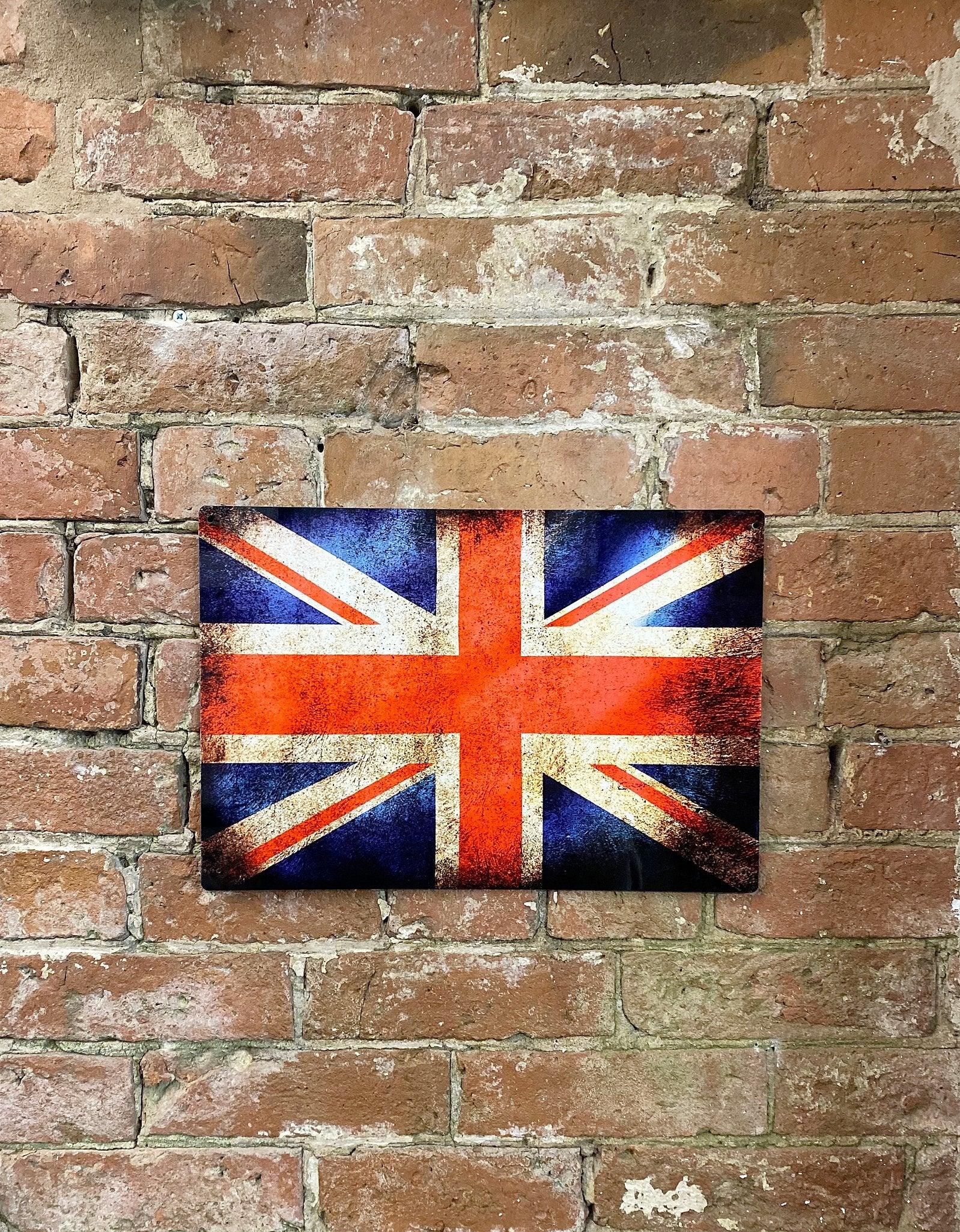 View Vintage Metal Travel Wall Sign British Union Jack Flag information