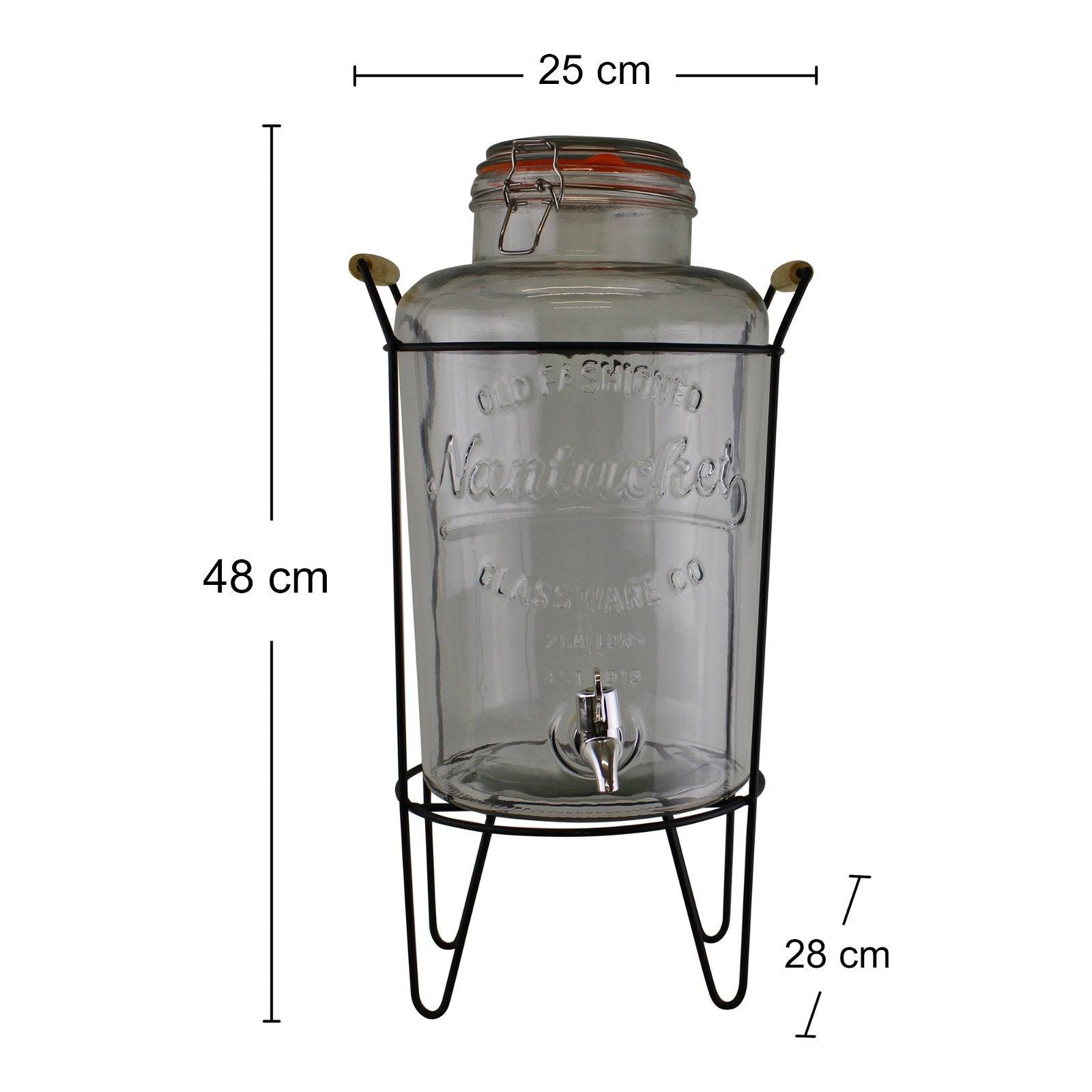 View Vintage Style Glass Juice Dispenser on Metal Stand information