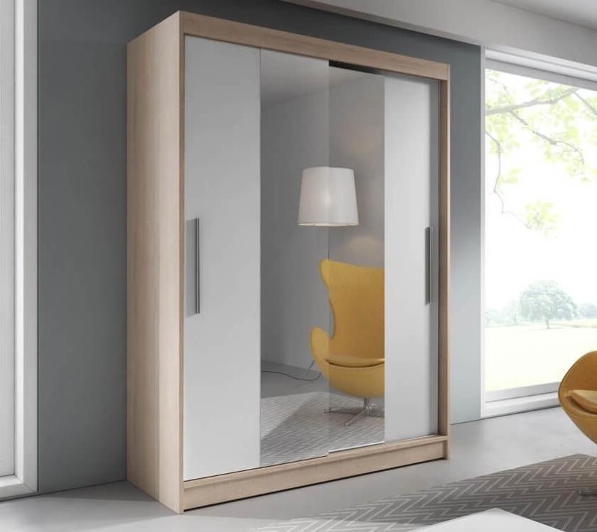 View Vista 01 Sliding Mirror Door Wardrobe 150cm in Sonoma Oak White Oak Sonoma 150cm information