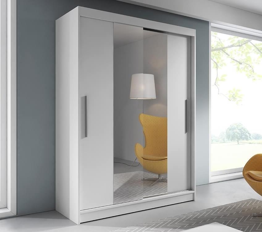 View Vista 01 Sliding Mirror Door Wardrobe 150cm in White Matt White White Matt 150cm information