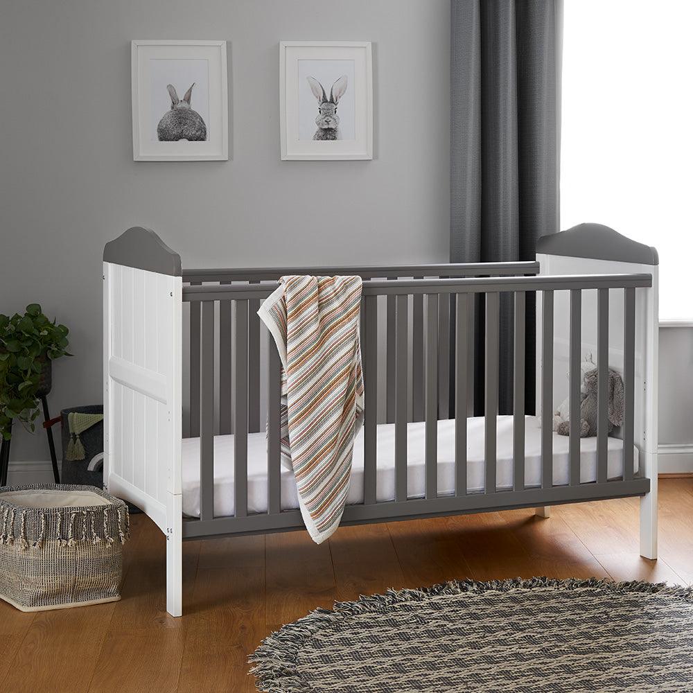 View Whitby Cot Bed Foam Mattress White with Taupe Grey information