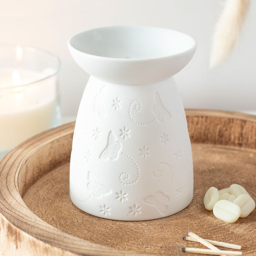 View White Ceramic Butterfly Oil Burner information