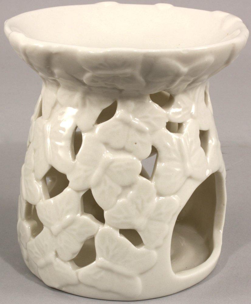 View White Embossed Butterfly Oil Burner information