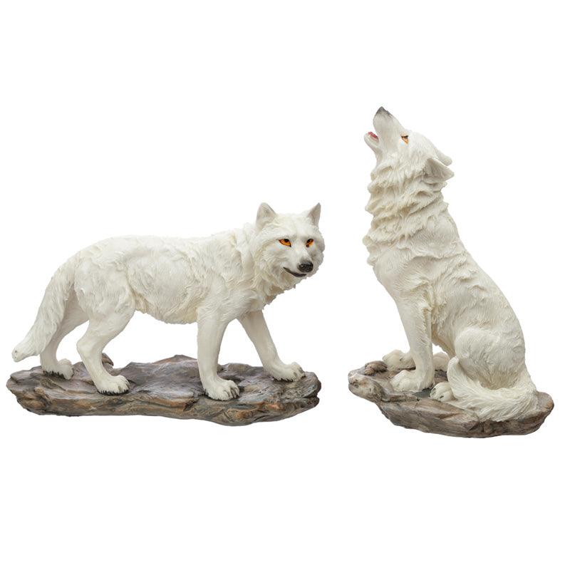 View White Ghost Walker Protector of the North Wolf Figurine information