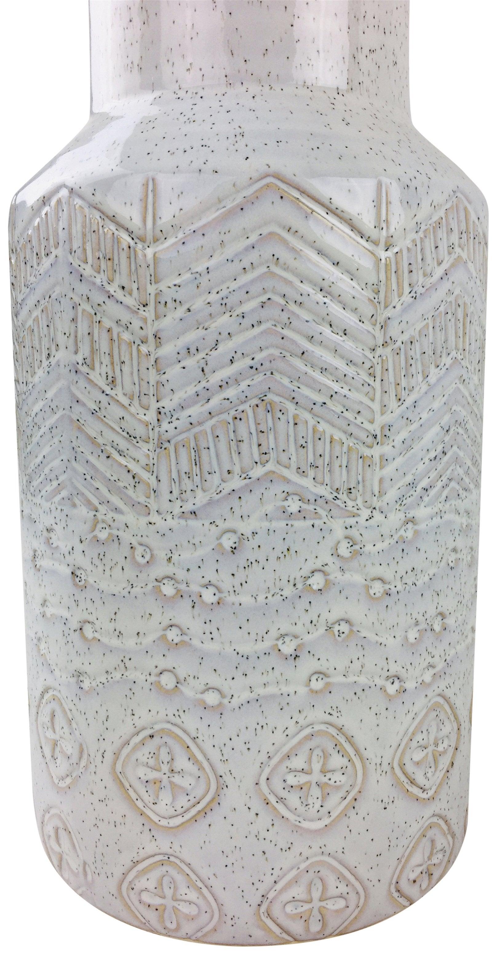 View White Herringbone Textured Stoneware Vase 30cm information