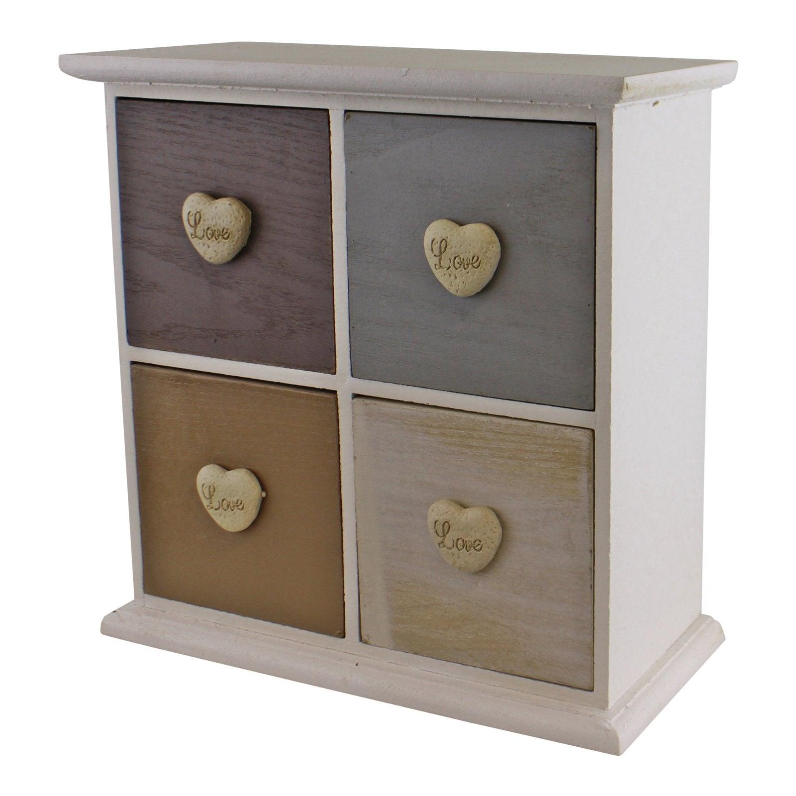 View White Neutral Coloured Love Heart Trinket Drawers information