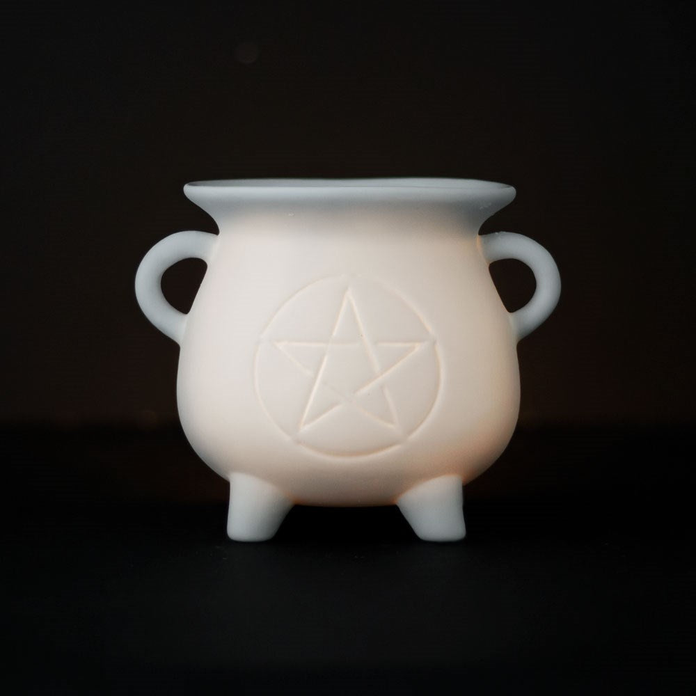 View White Pentagram Cauldron Oil Burner information