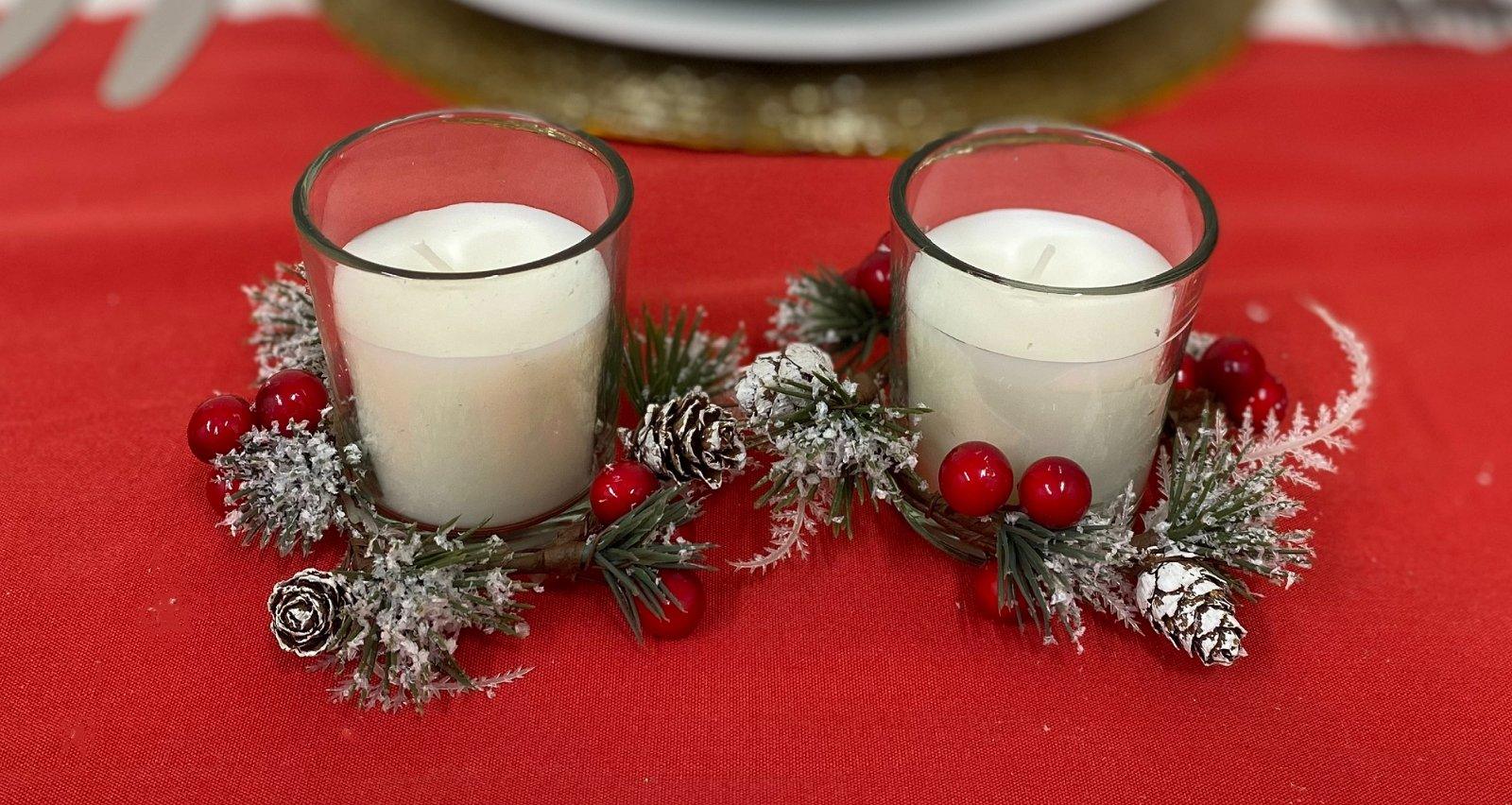 View White Set Of 2 Candle Pots With Wreath information