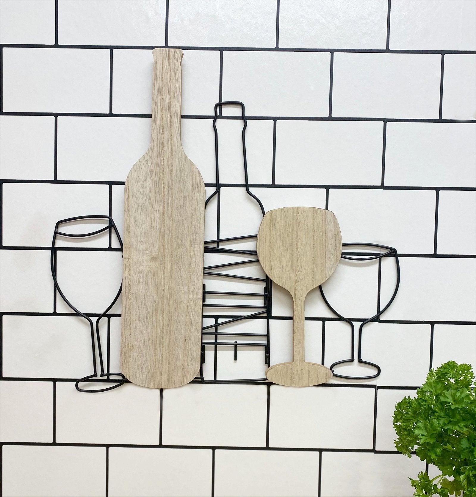 View Wine Bottle Glasses Wall Decoration 42cm information