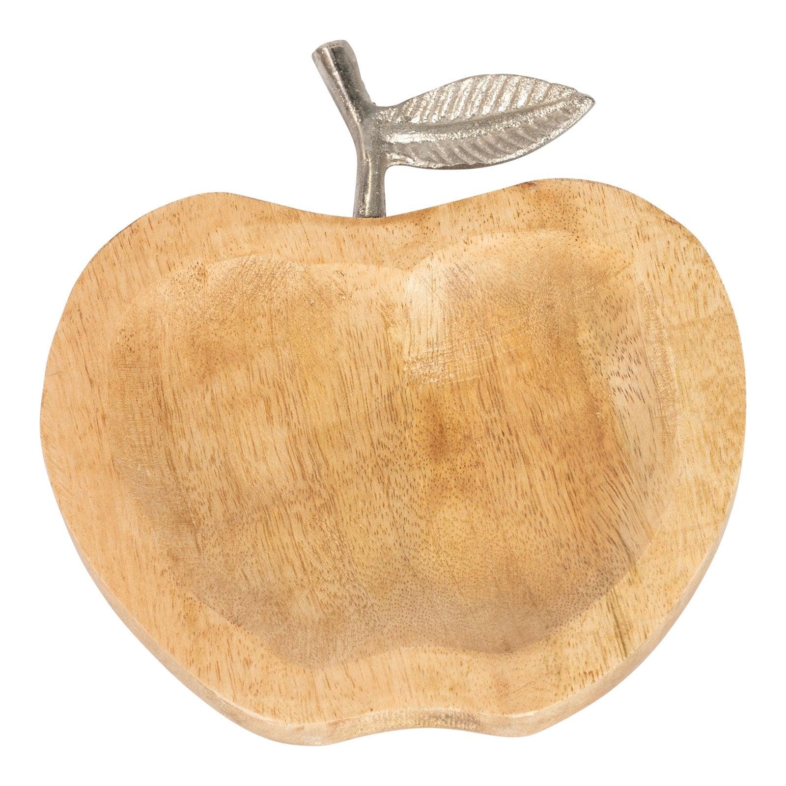 View Wooden Apple Designed Tray with Silver Leaf Large information