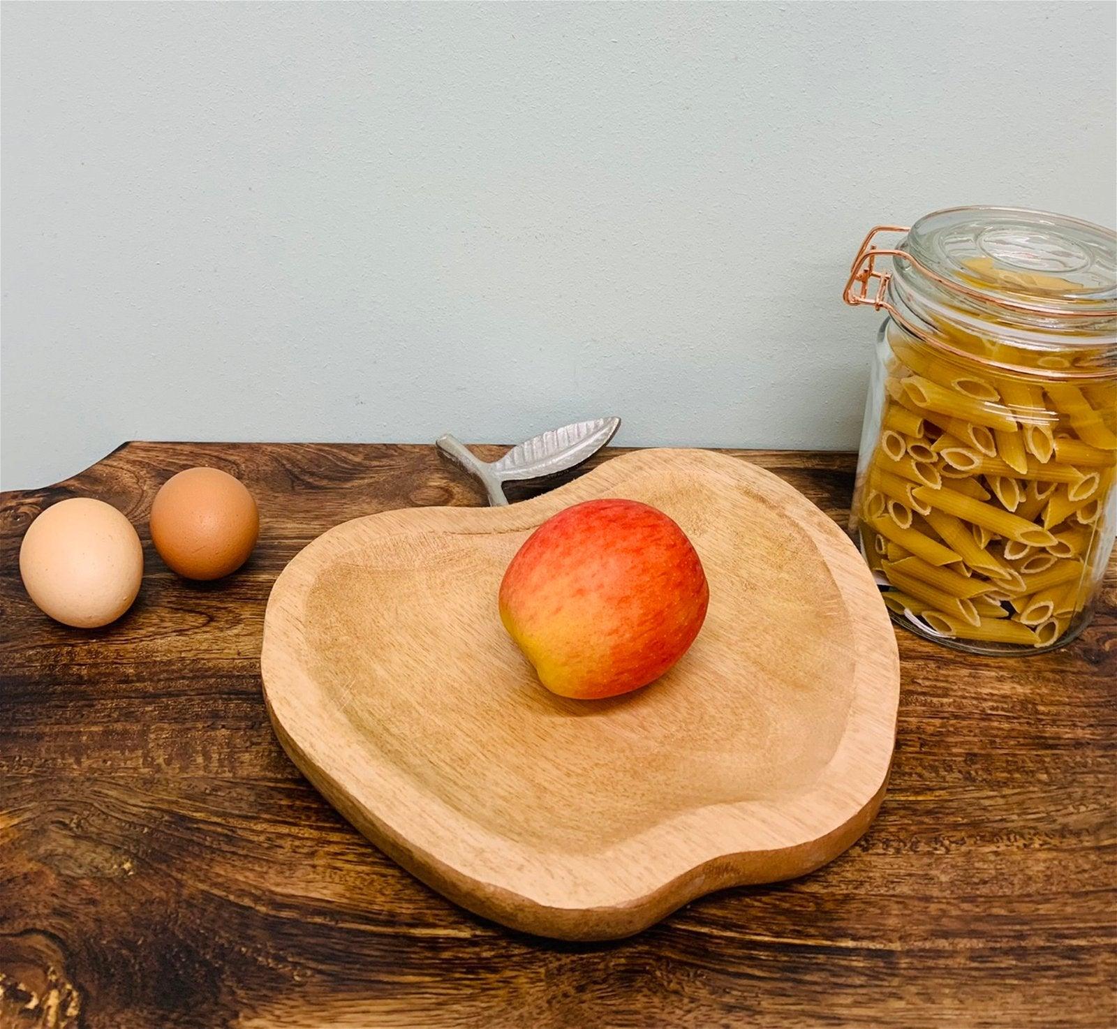 View Wooden Apple Designed Tray with Silver Leaf Small information