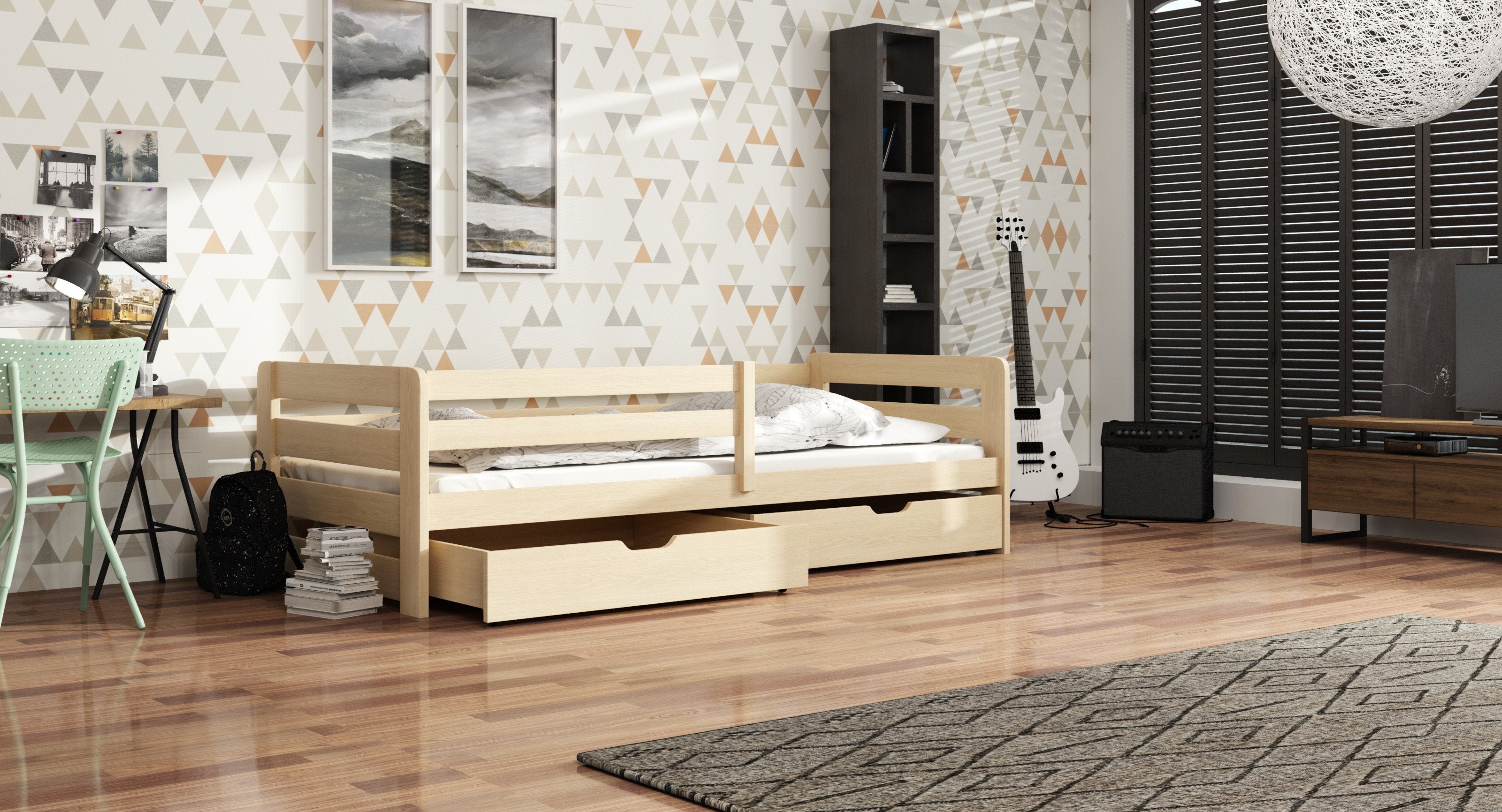 View Wooden Bed Ergo with Storage Pine Foam Mattresses information