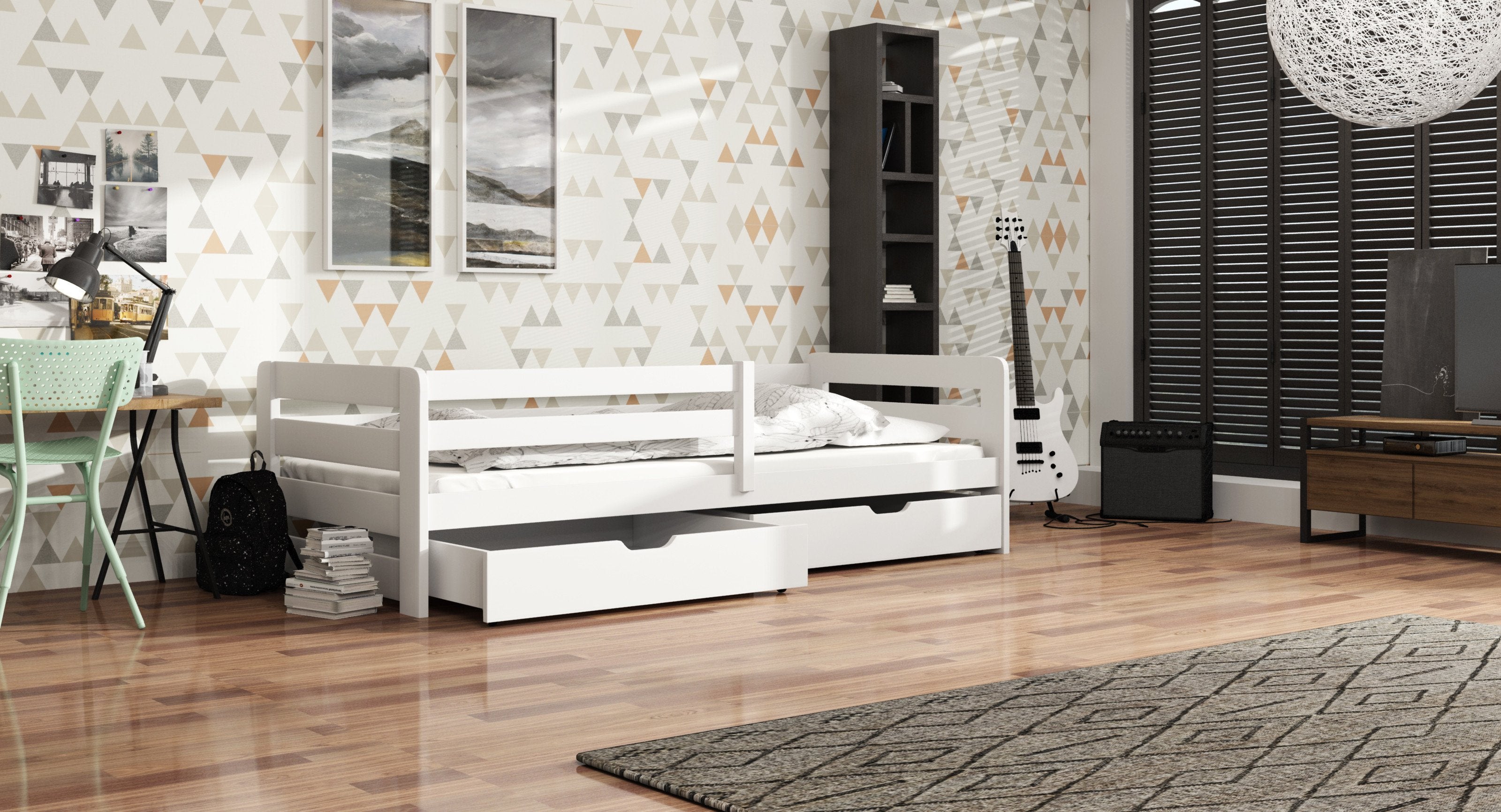 View Wooden Bed Ergo with Storage White Matt Without Mattresses information