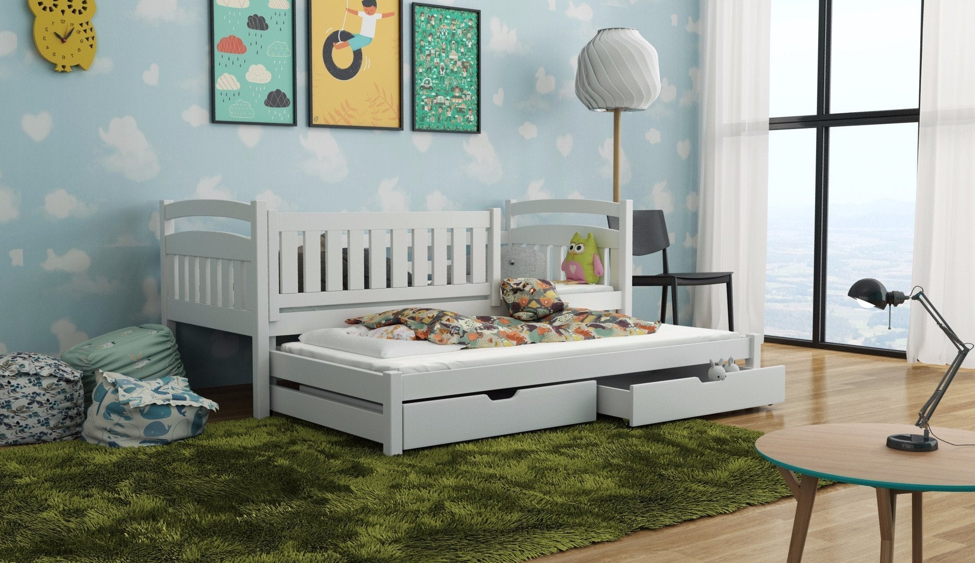 View Wooden Bed Galaxy with Trundle and Storage White Matt FoamBonnell Mattresses information