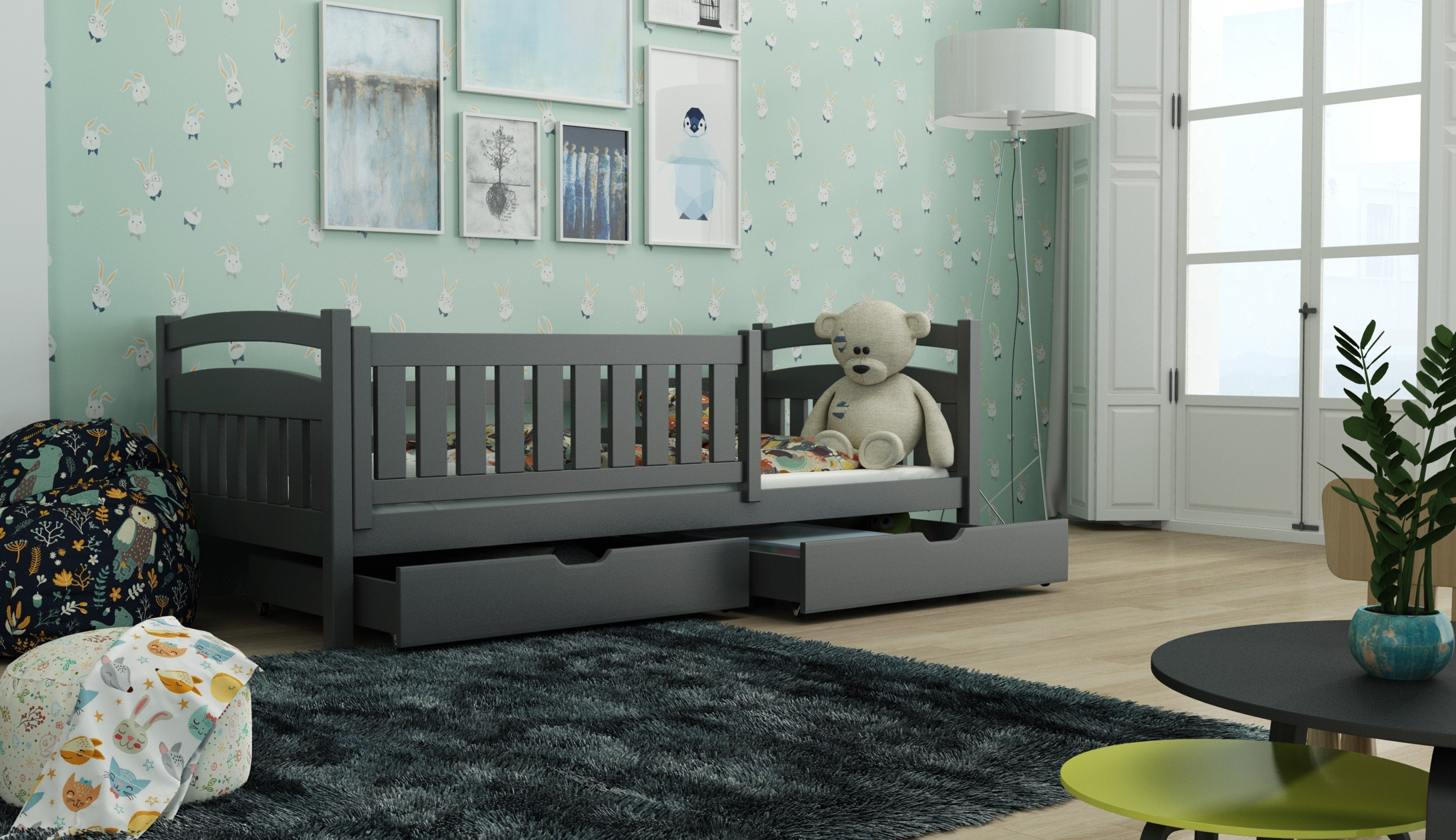 View Wooden Bed Terry with Storage Graphite Without Mattresses information