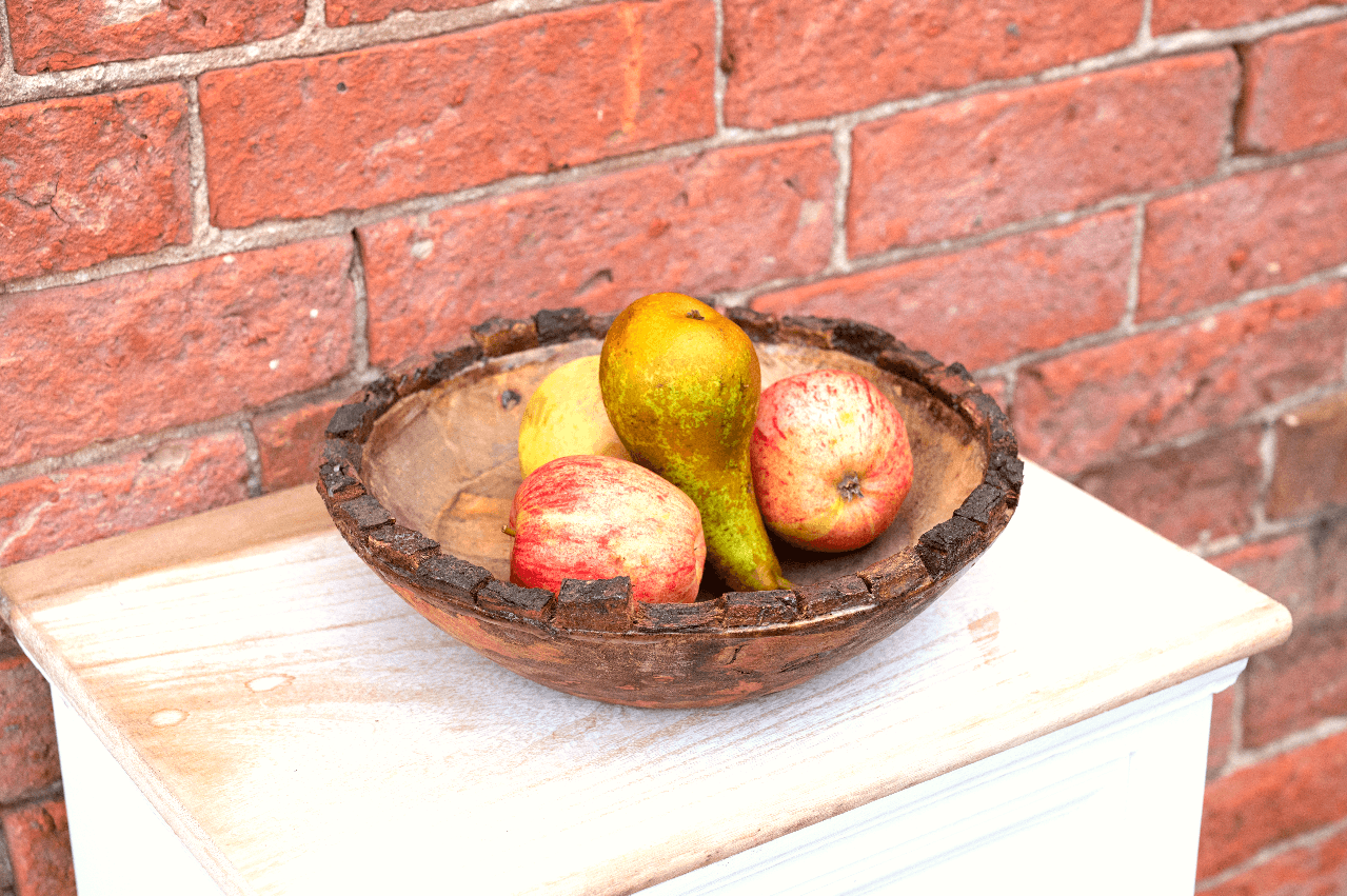 View Wooden Bowl With Bark Edge 25cm information