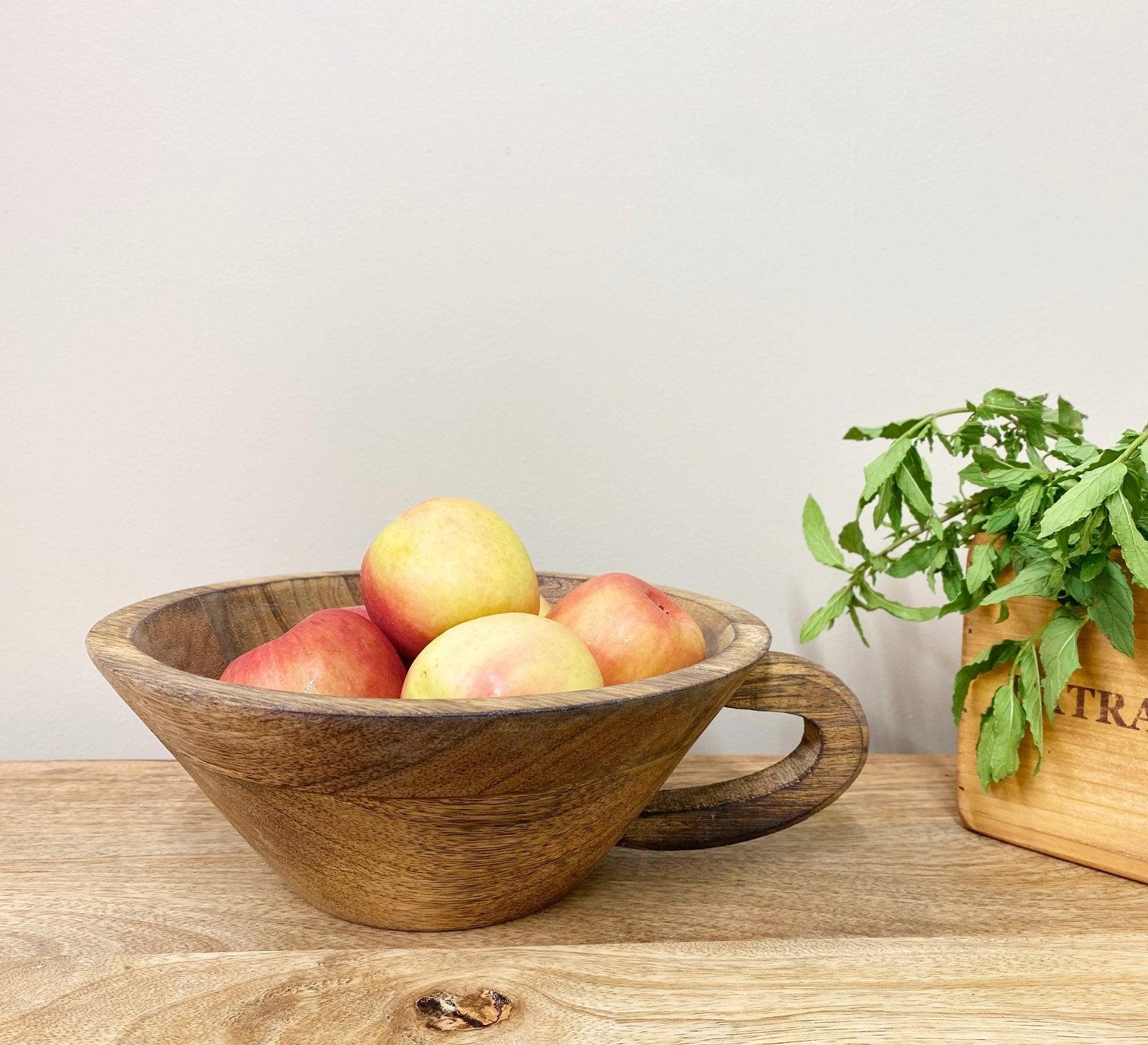 View Wooden Bowl With Handle 30cm information