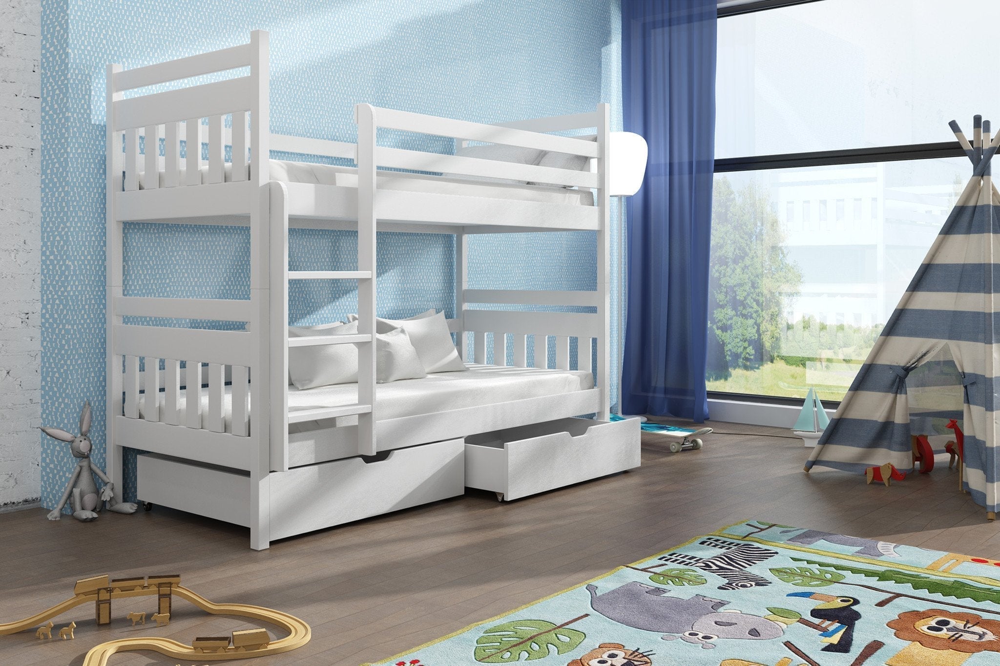 View Wooden Bunk Bed Adas with Storage White Matt Without Mattresses information