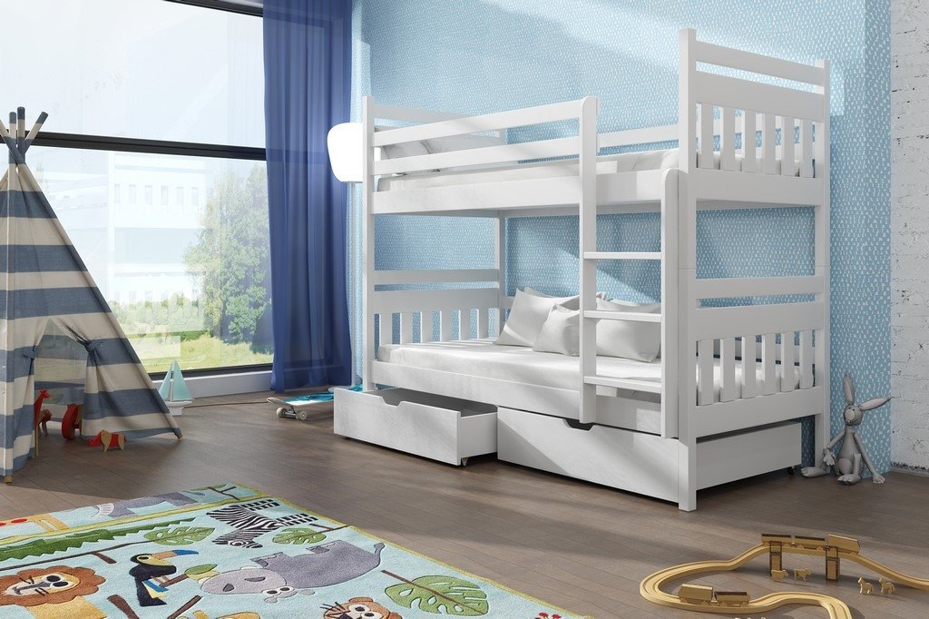 View Wooden Bunk Bed Adas with Storage White Matt Foam Mattresses information