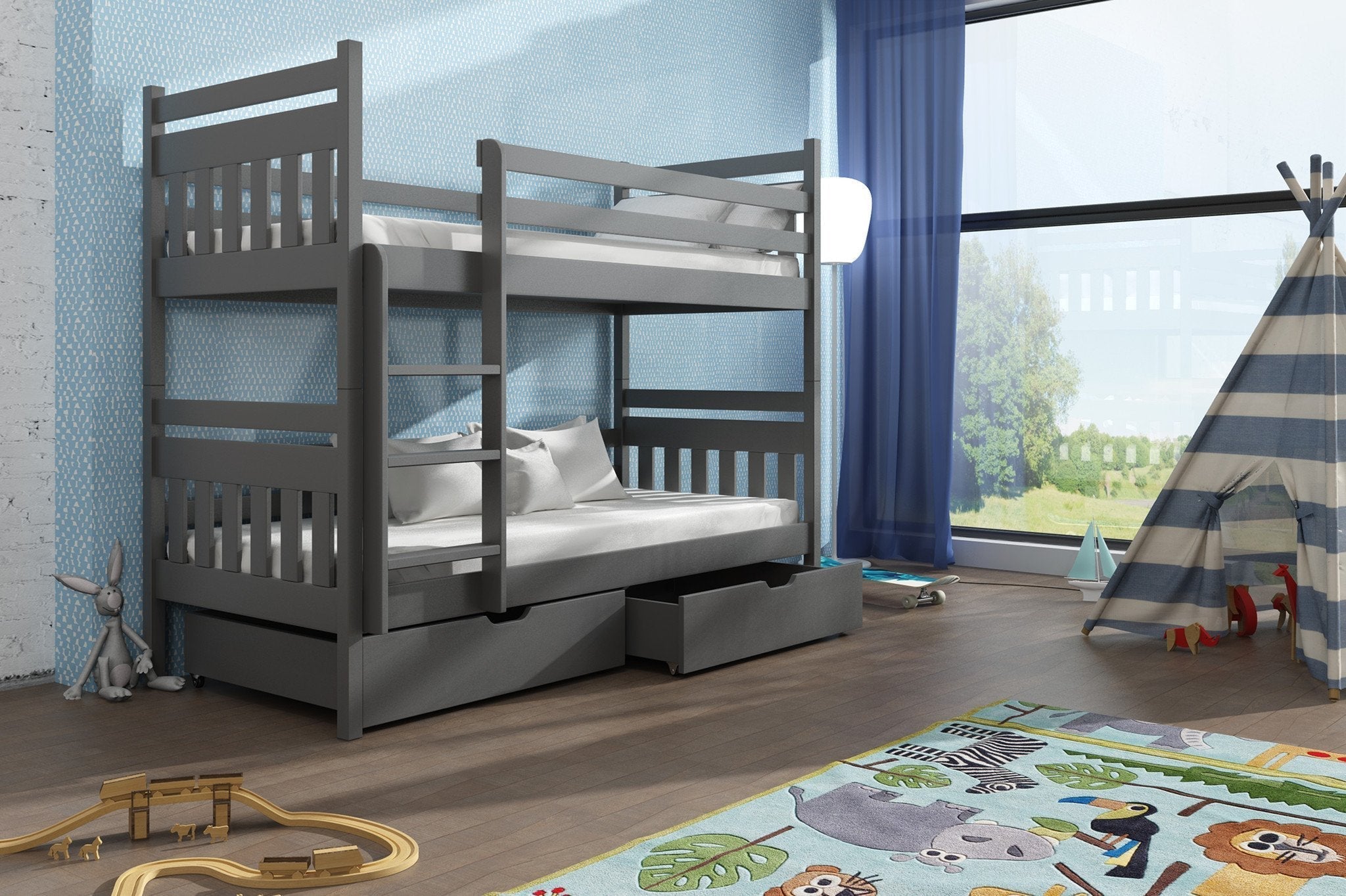View Wooden Bunk Bed Adas with Storage Graphite Without Mattresses information