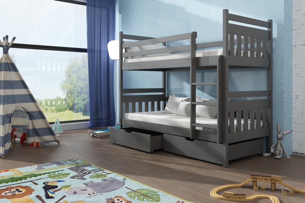 View Wooden Bunk Bed Adas with Storage Graphite Foam Mattresses information
