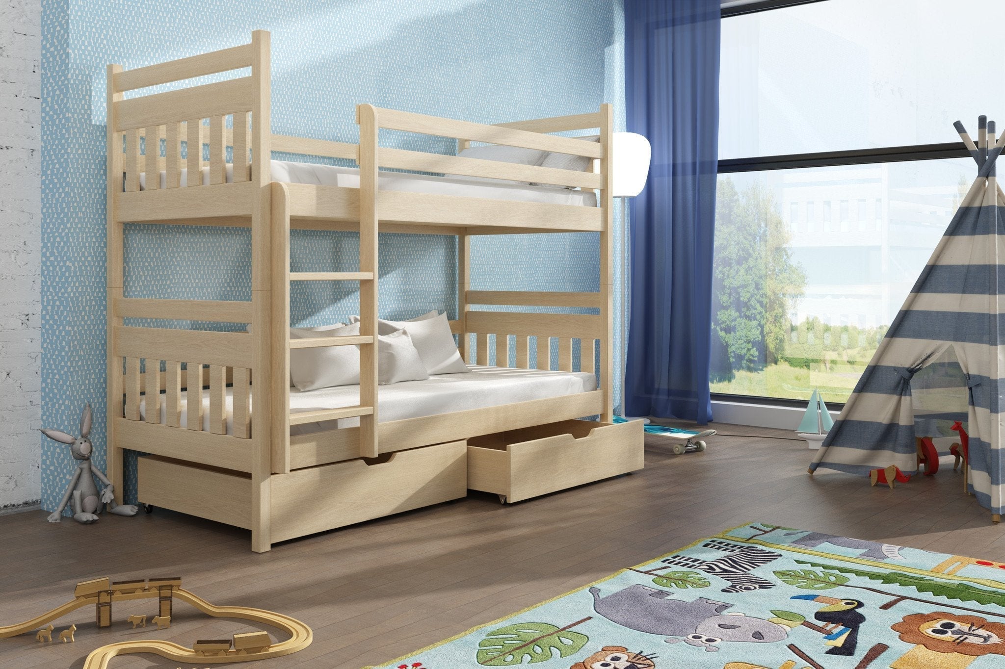 View Wooden Bunk Bed Adas with Storage Pine FoamBonnell information
