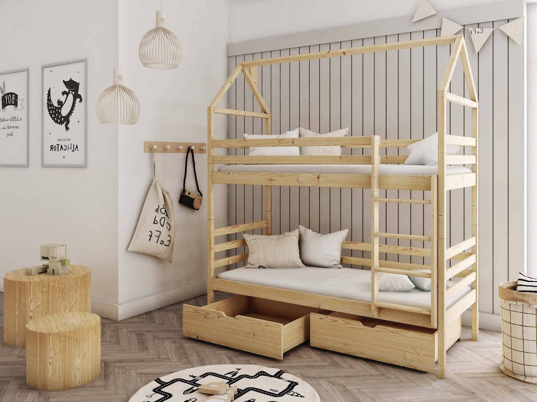 View Wooden Bunk Bed Alex With Storage Pine Foam Mattresses information