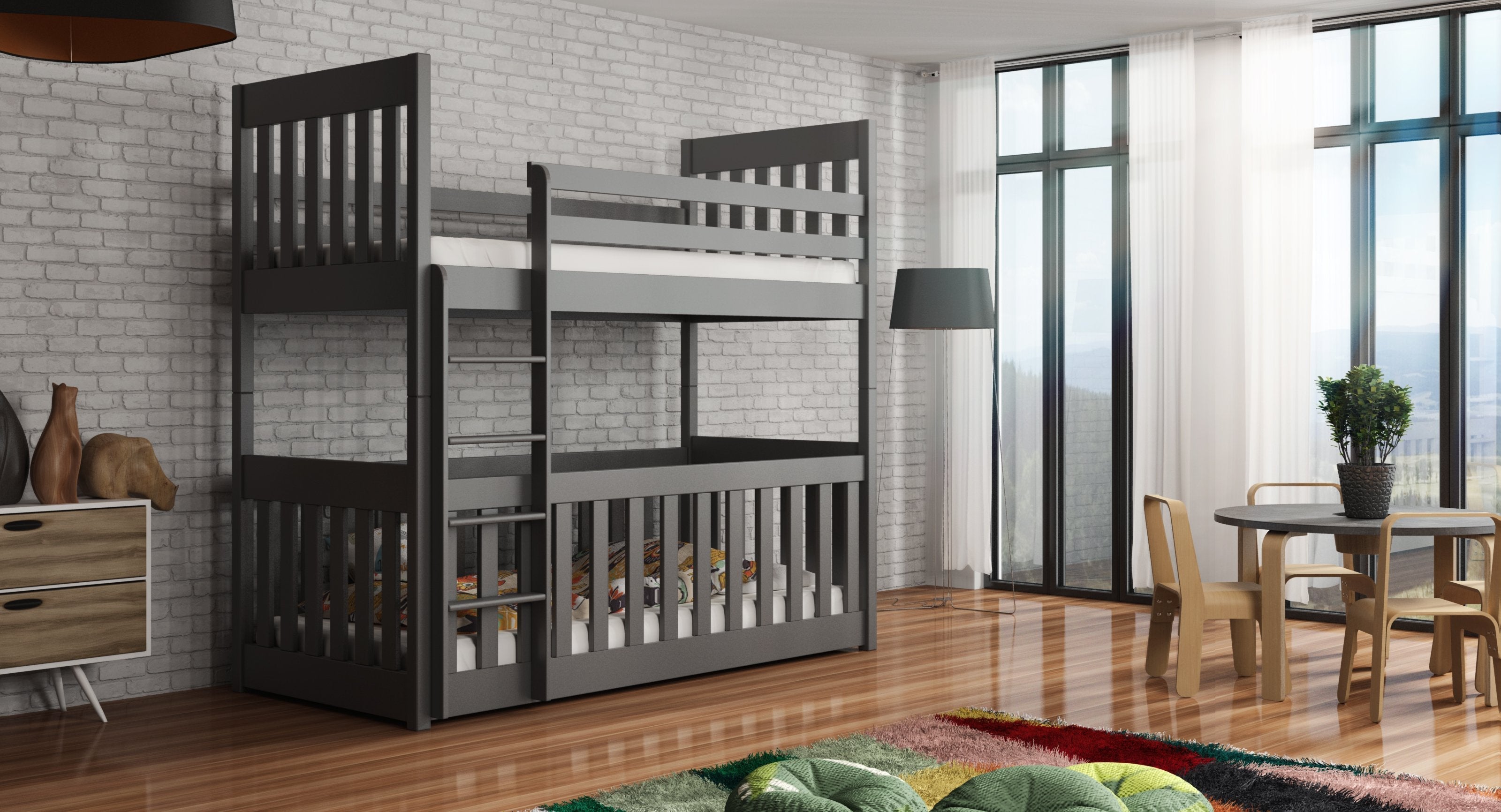 View Wooden Bunk Bed Cris with Cot Bed Graphite Bonnell Mattresses information