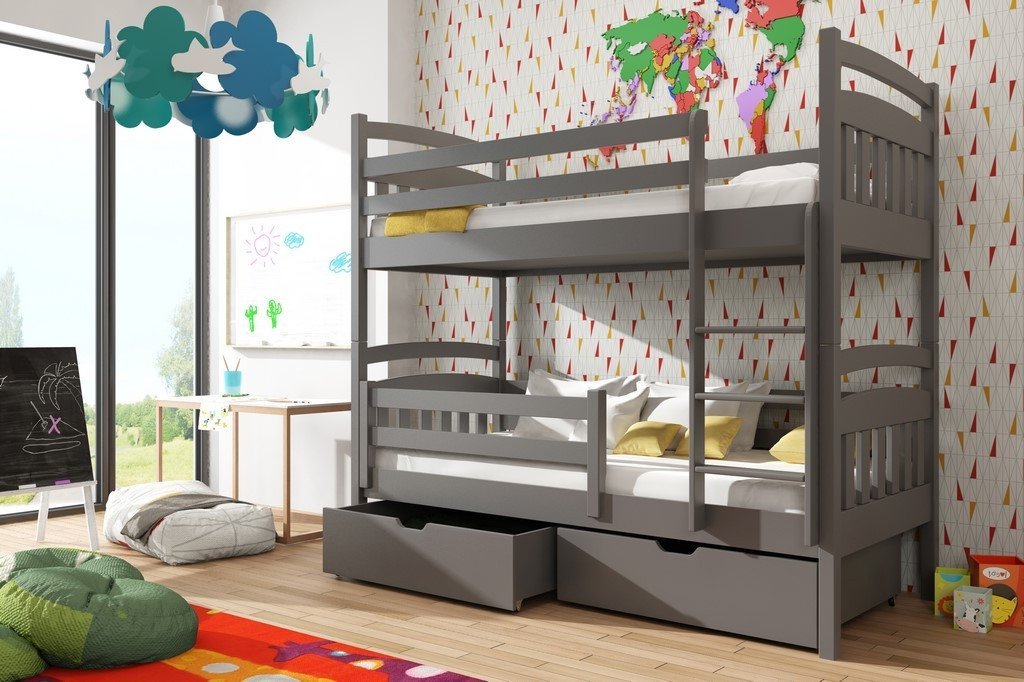 View Wooden Bunk Bed Gabi with Storage Graphite Foam Mattresses information