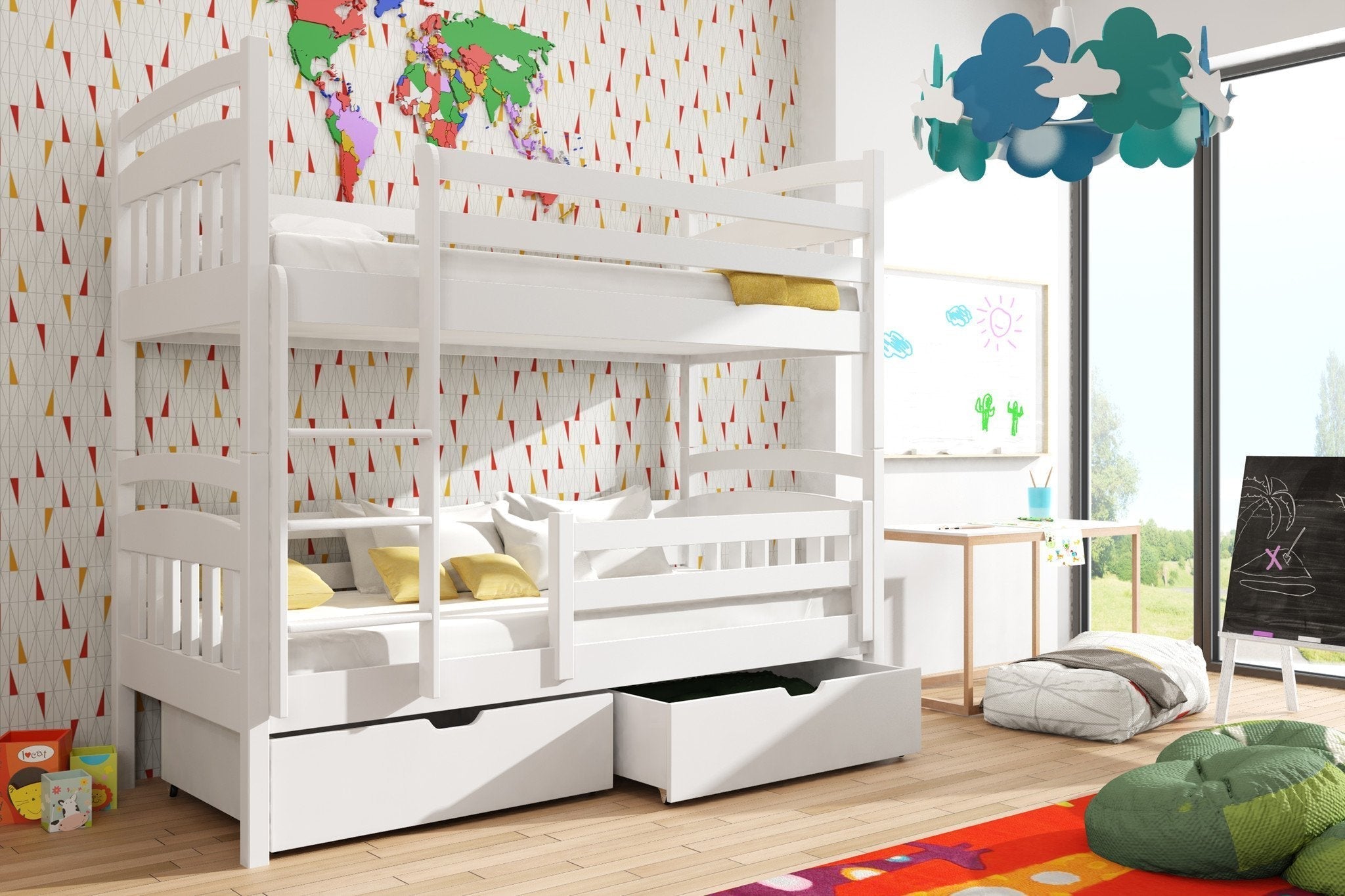 View Wooden Bunk Bed Gabi with Storage White Matt Without Mattresses information