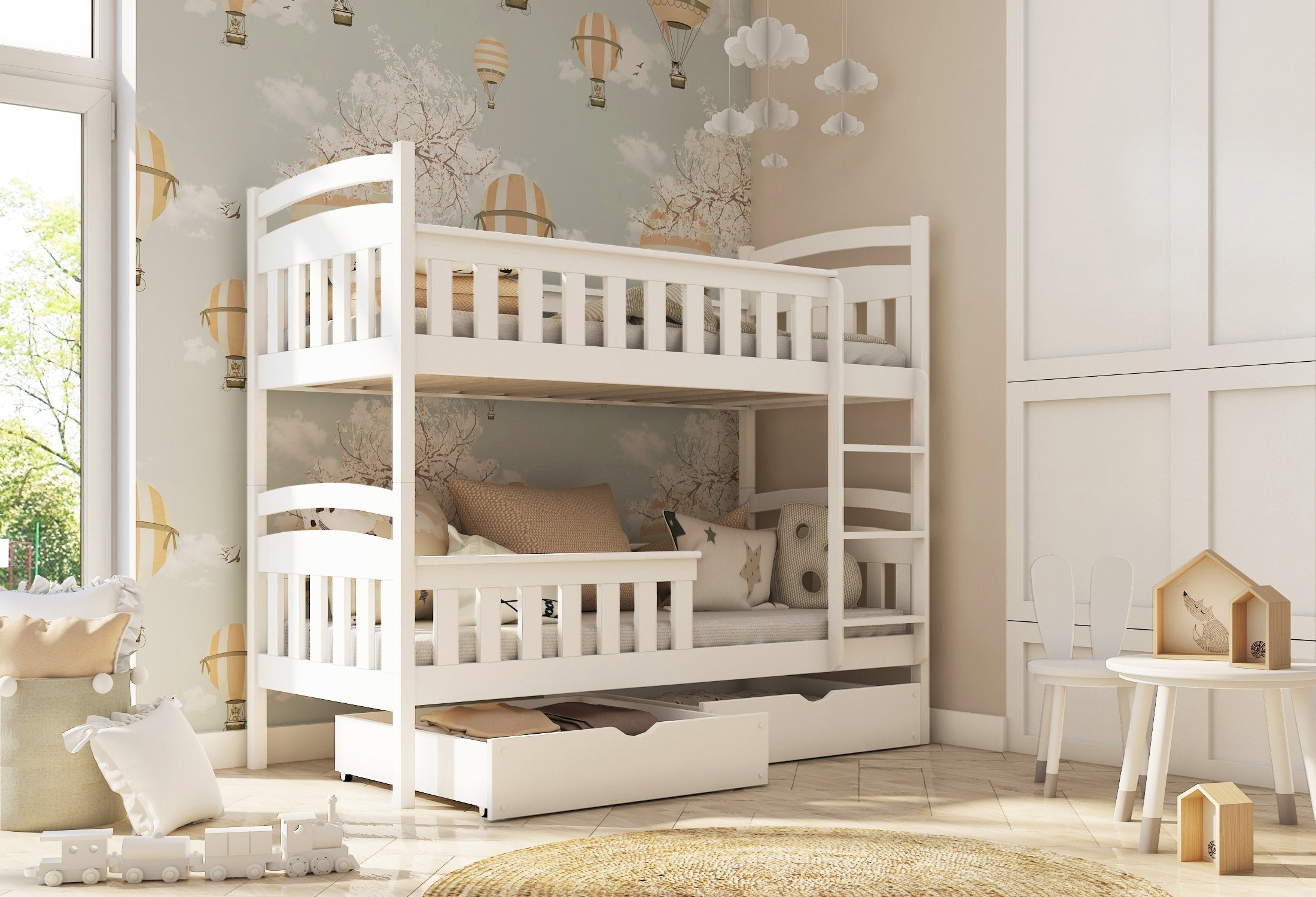 View Wooden Bunk Bed Harry with Storage White Matt FoamBonnell Mattresses information