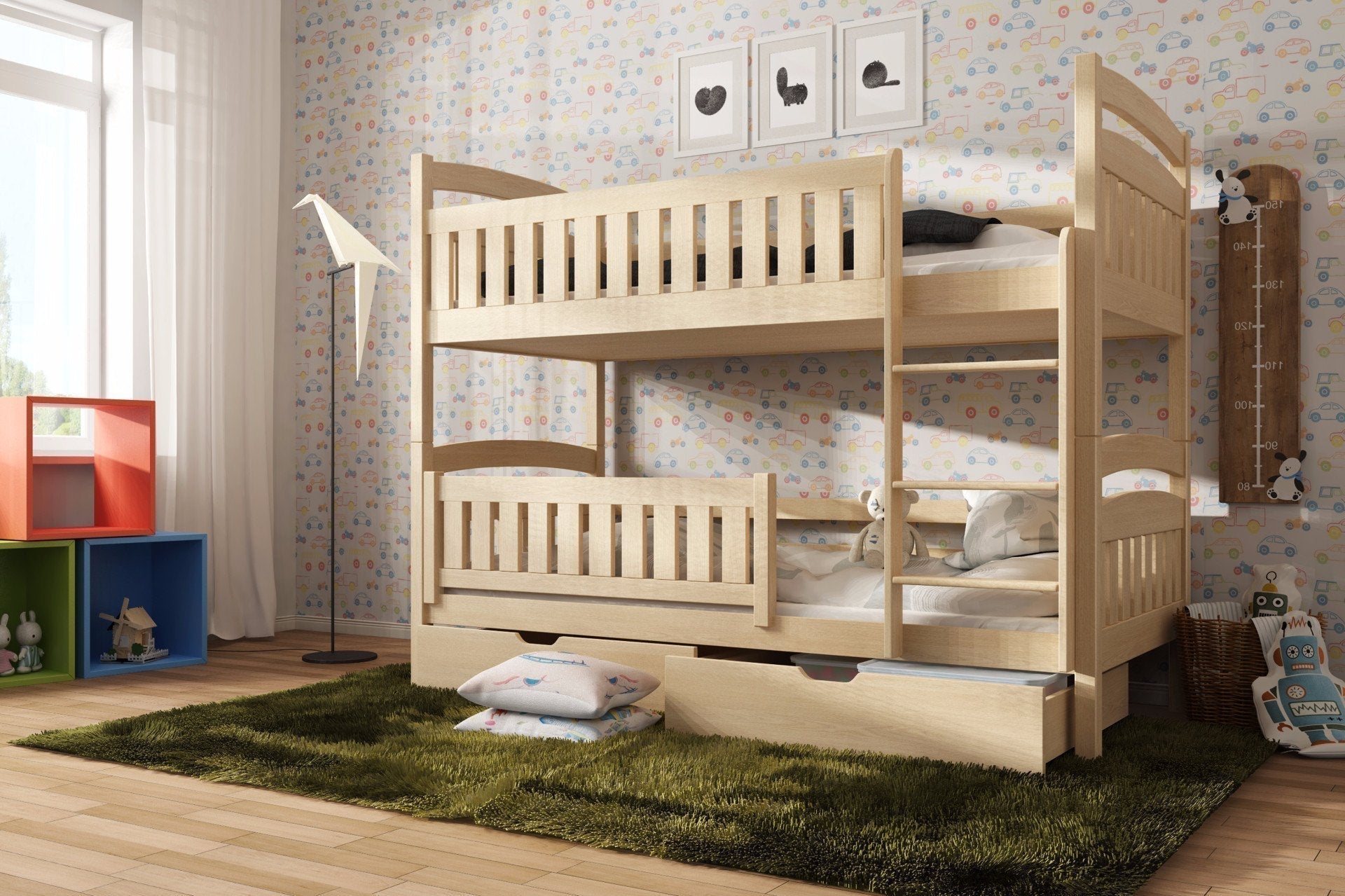 View Wooden Bunk Bed Ignas with Storage Graphite Right FoamBonnell Mattresses information