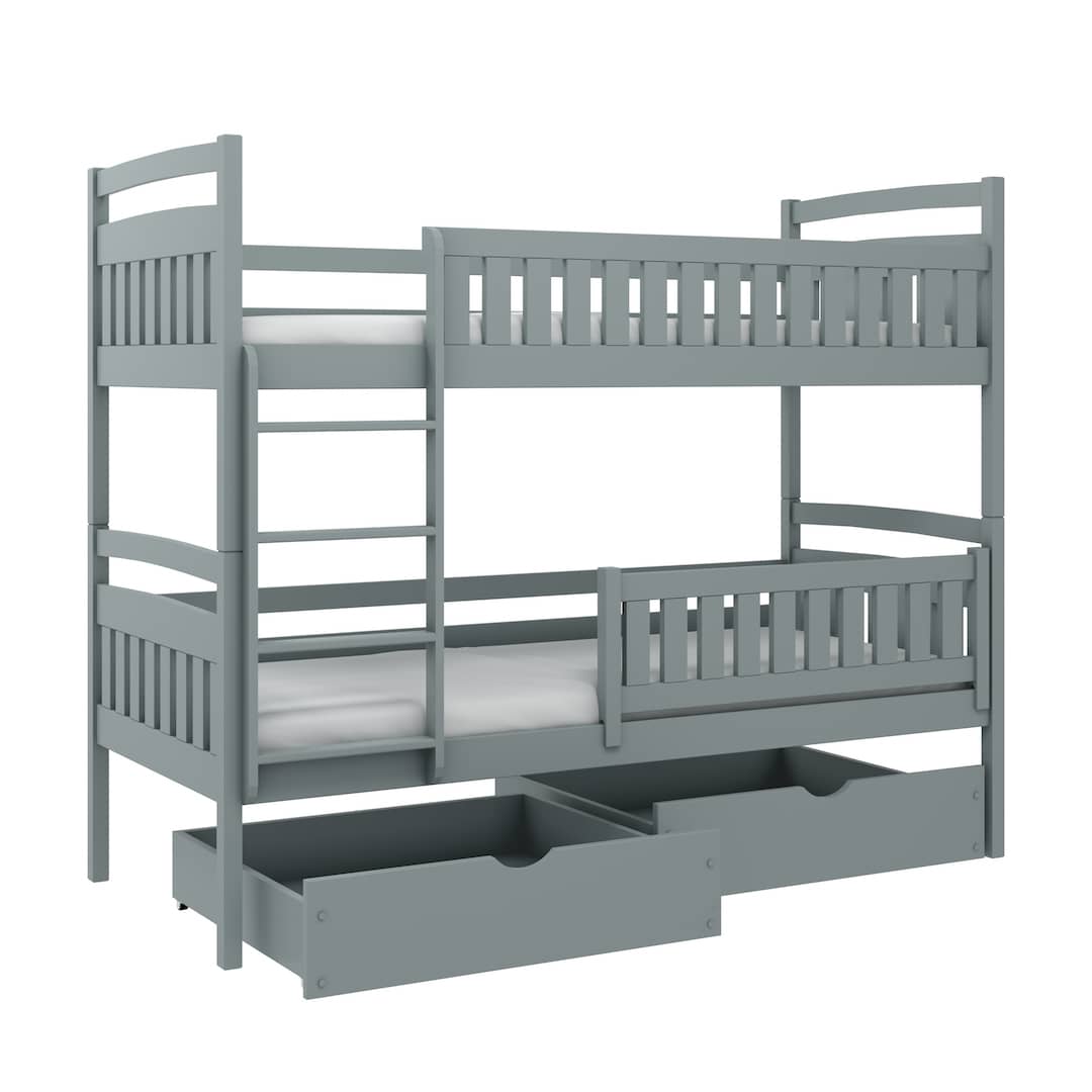 View Wooden Bunk Bed Ignas with Storage White Matt Right Foam Mattresses information