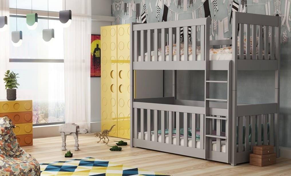 View Wooden Bunk Bed Konrad with Cot Bed Grey Matt Foam Mattresses information