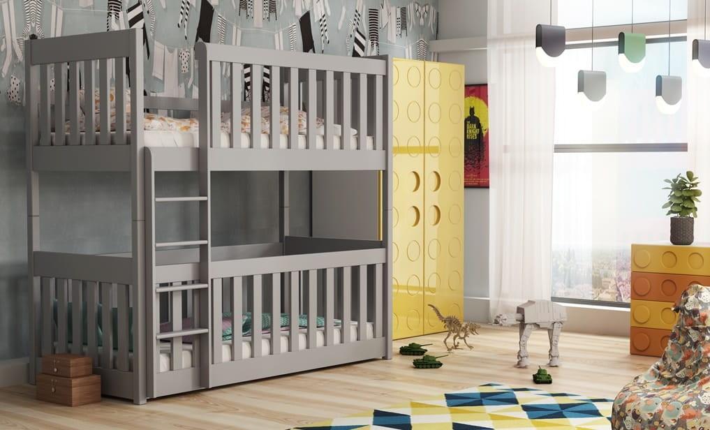 View Wooden Bunk Bed Konrad with Cot Bed Grey Matt Without Mattresses information