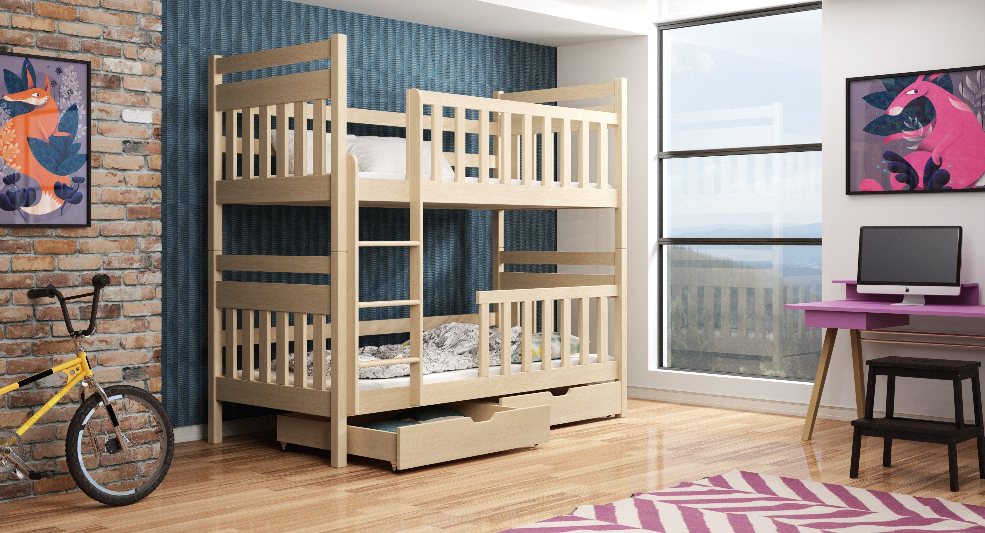 View Wooden Bunk Bed Monika with Storage Pine FoamBonnell Mattresses information