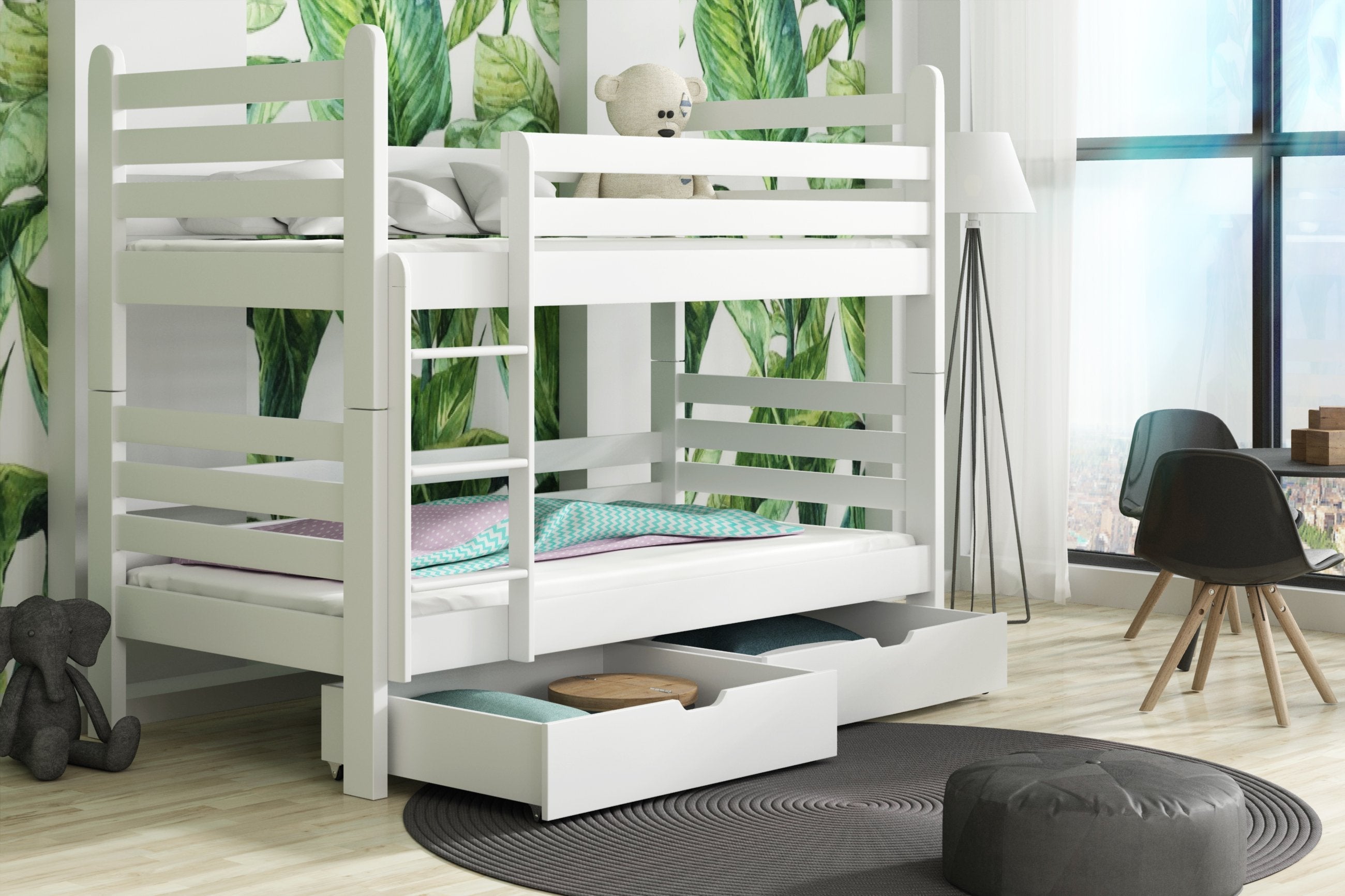 View Wooden Bunk Bed Patryk with Storage White Matt Without Mattresses information