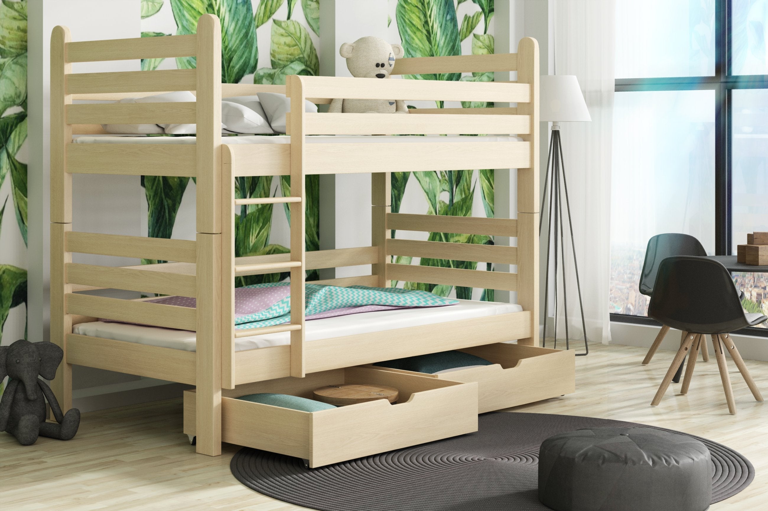 View Wooden Bunk Bed Patryk with Storage Pine Without Mattresses information