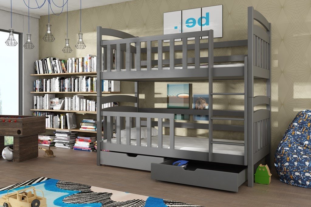 View Wooden Bunk Bed Sebus with Storage Graphite Foam Mattresses information