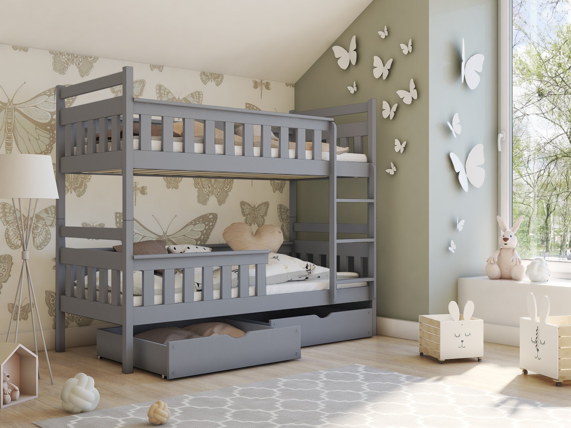 View Wooden Bunk Bed Tezo with Storage Grey Matt FoamBonnell Mattresses information