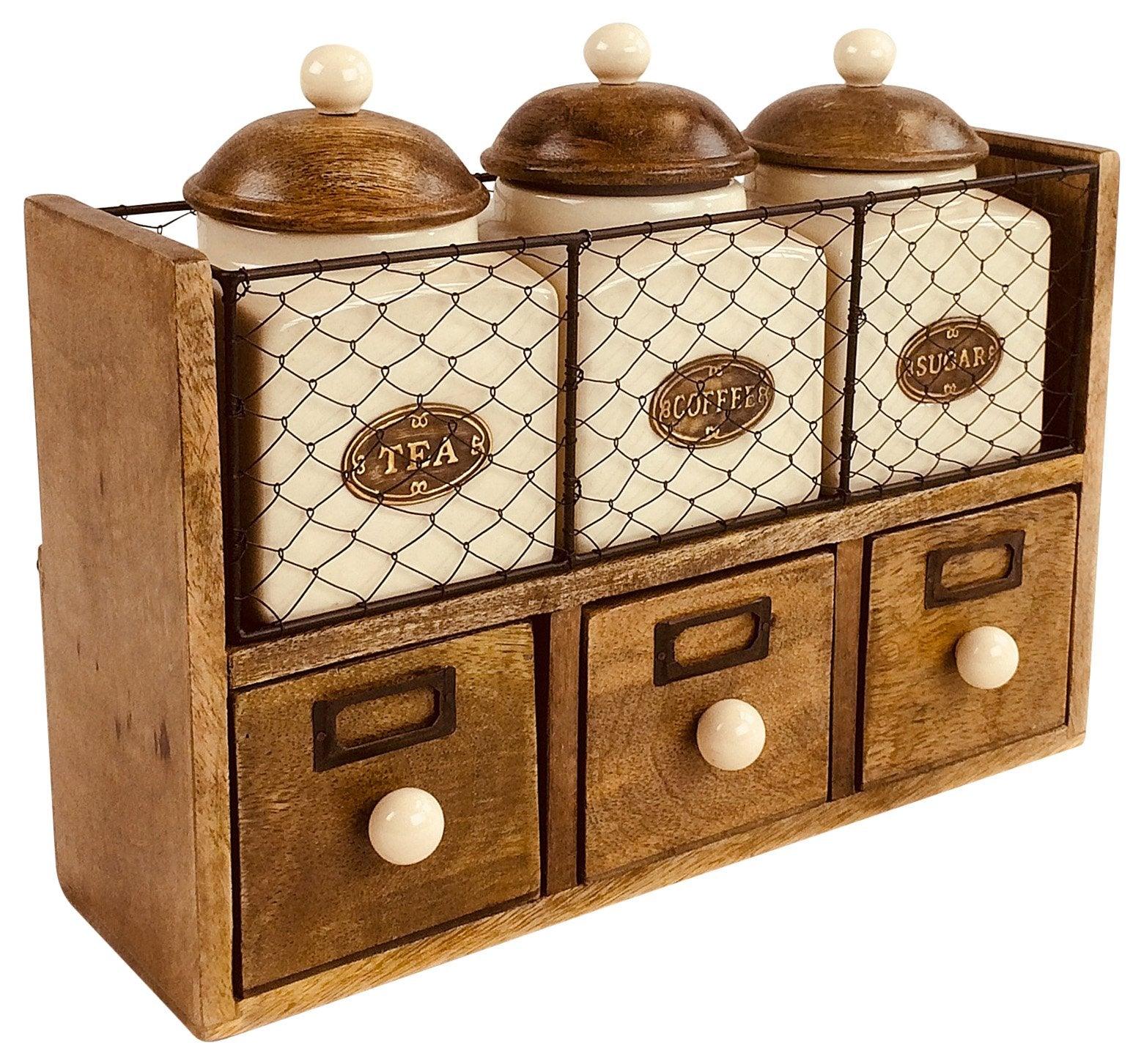 View Wooden Cabinet With 3 Jars Drawers information