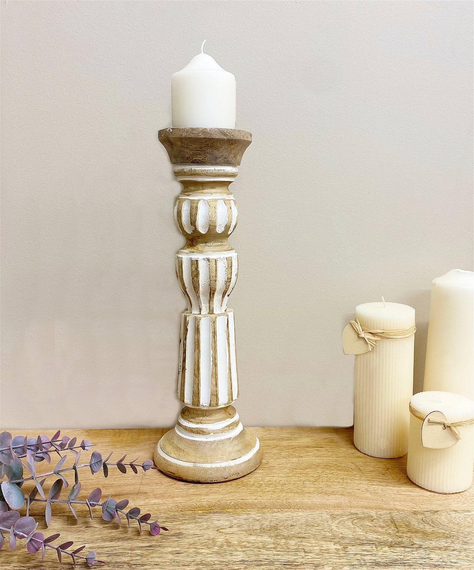 View Wooden Candle Stick 38cm information