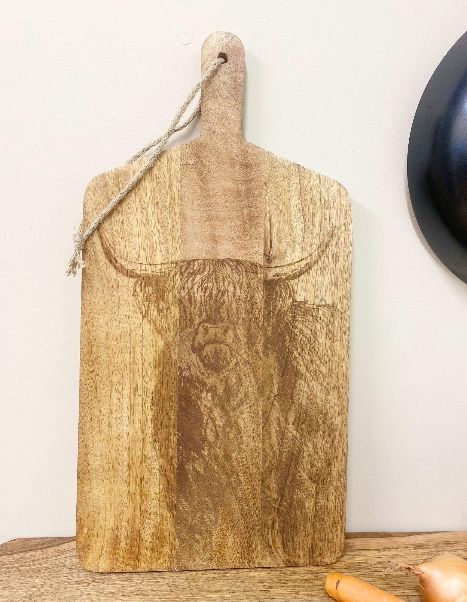 View Wooden Chopping Board With Highland Cow Engraving 50cm information