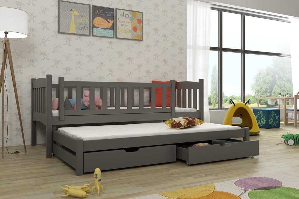 View Wooden Double Bed Amelka with Trundle and Storage Graphite FoamBonnell Mattresses information