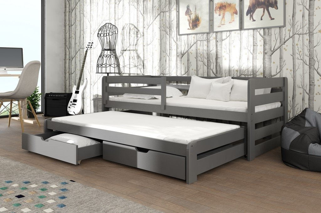 View Wooden Double Bed Senso with Trundle and Storage Graphite Foam Mattresses information