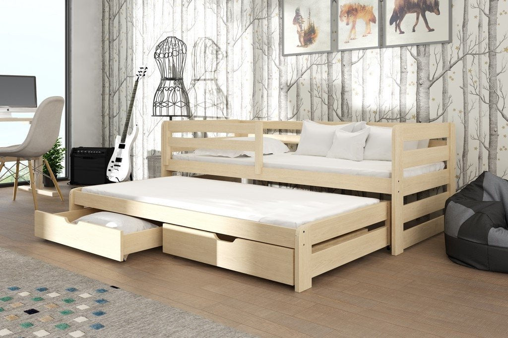 View Wooden Double Bed Senso with Trundle and Storage Pine Foam Mattresses information