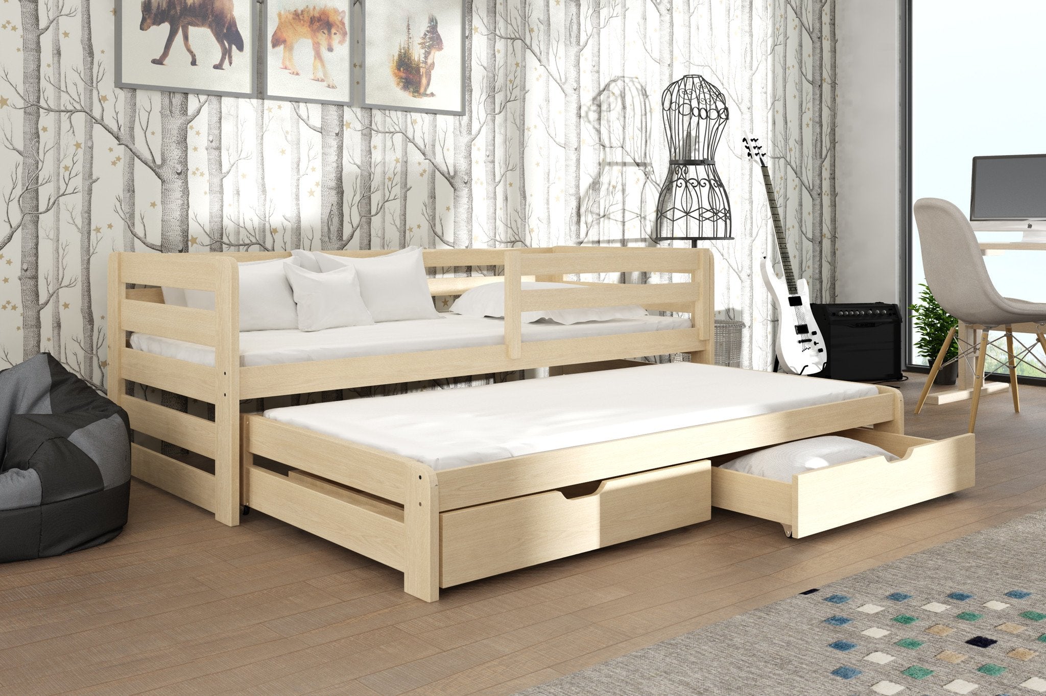 View Wooden Double Bed Senso with Trundle and Storage Pine FoamBonnell Mattresses information