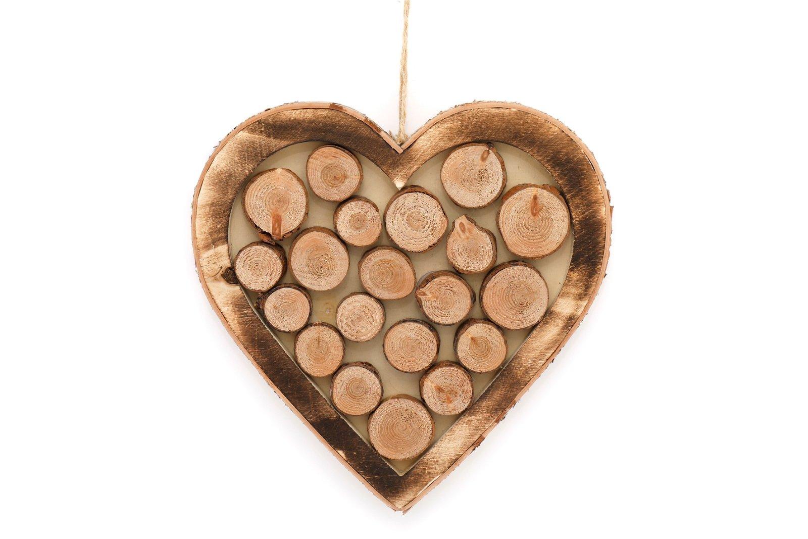 View Wooden Hanging Heart With Burnt Effect 33cm information